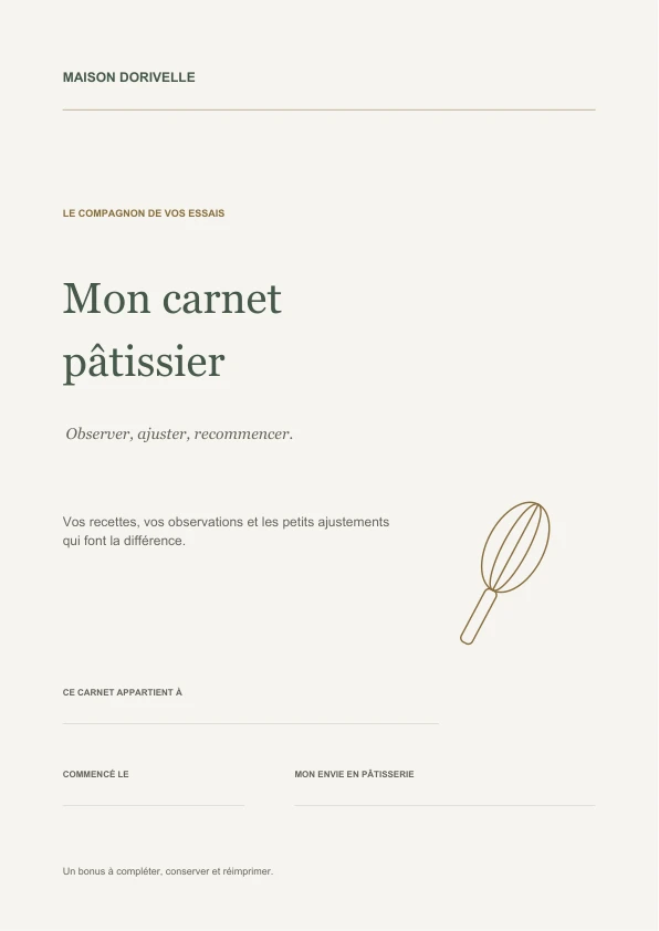 Mon carnet pâtissier, PDF à imprimer